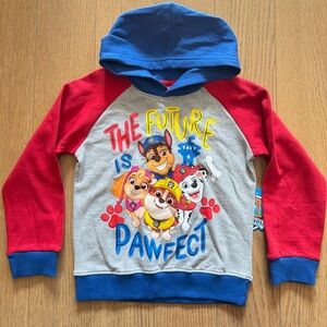 Paw Patrol Kids Red Blue Fleece Hoodie Size 5 - NWT